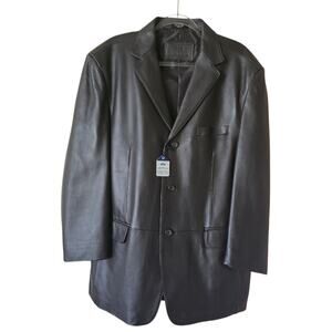 Stafford Brown Genuine Leather Blazer Sport Coat Jacket Size Large NWT